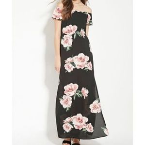 NWOT Forever 21 Off Shoulder Floral Maxi Dress S